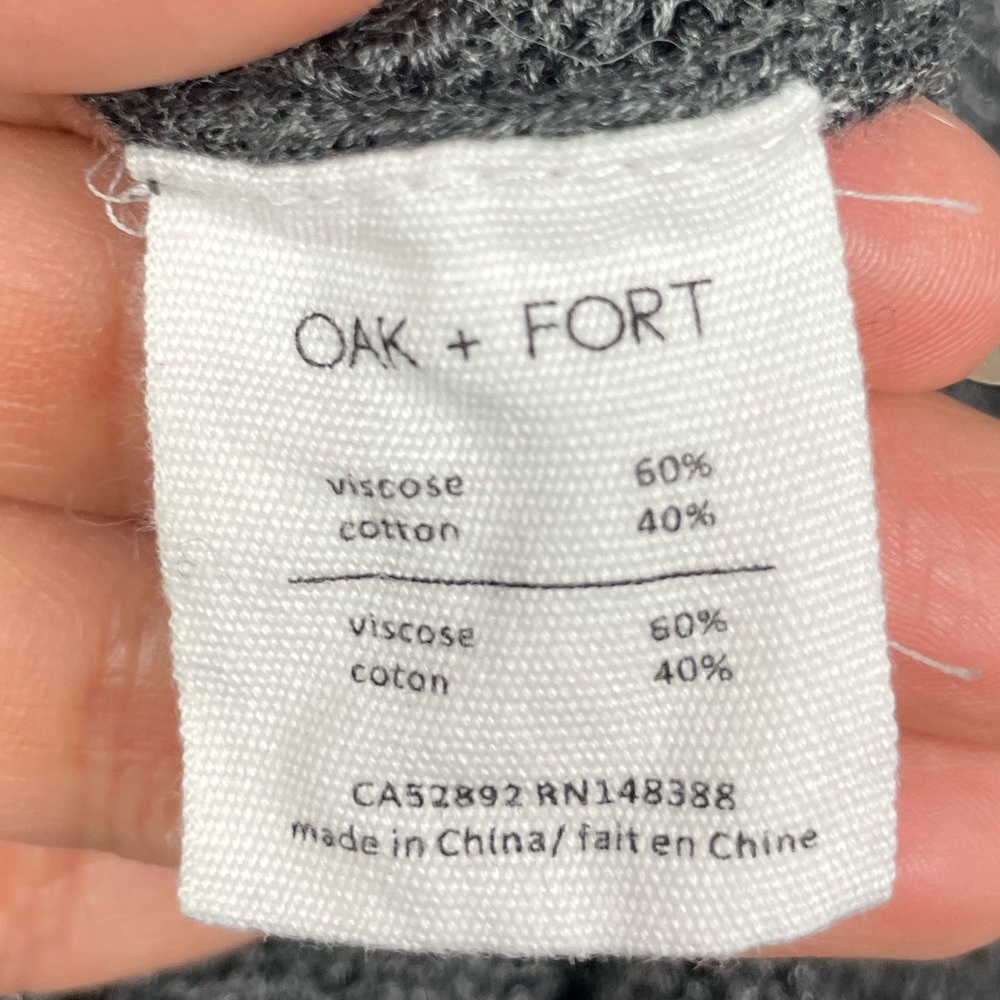 Oak + Fort Gray Open Knit Oversized Open Front Slouchy Cardigan with Pockets - Picture 5 of 6